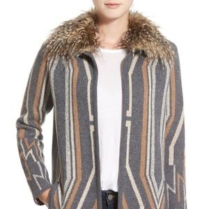 Ella Moss Elsa Sweater Jacket with Faux Fur Collar